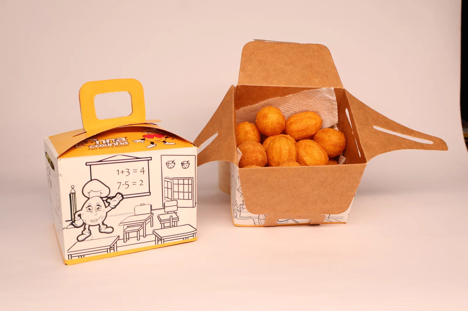 Box e kraft com coxinhas